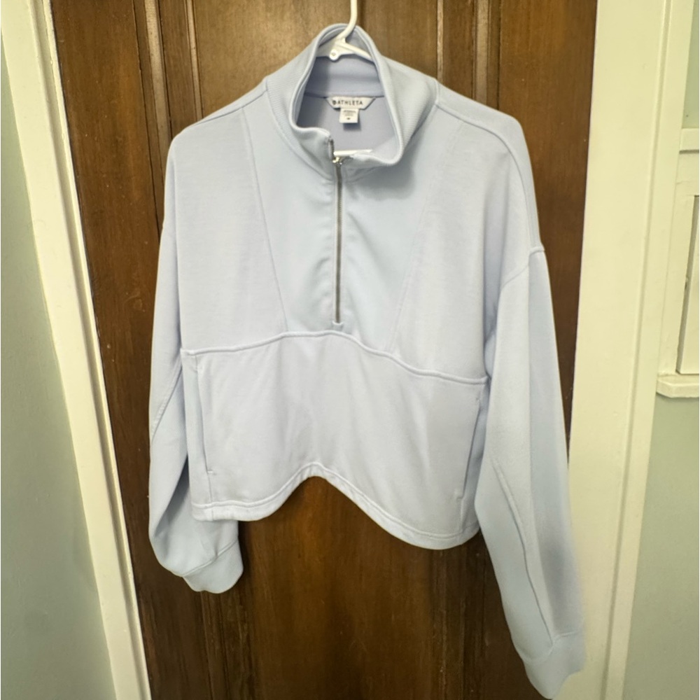 Athleta Light Blue Zip-Up Mock Neck Pullover